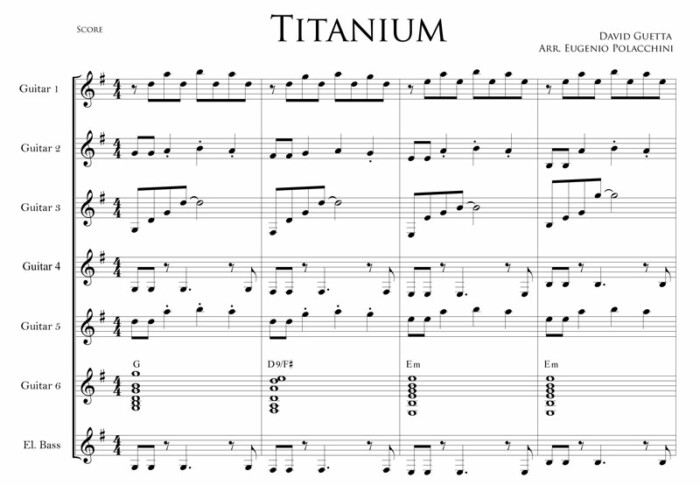 Titanium for guitar orchestra - fragment